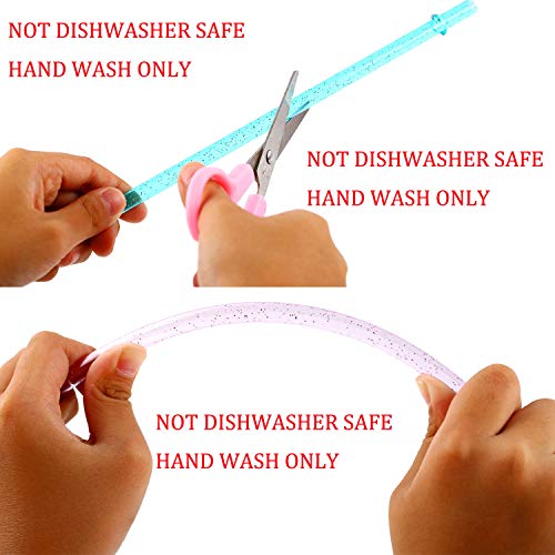 12 Piece 11 Inches Reusable Plastic Straws For Tall Cups And Tumblers 6 Colors Bpa-Free Unbreakable Clear Glitter Sparkle Drinking Straw With 1 Cleaning Brush Not Dishwasher Safe #TOP4