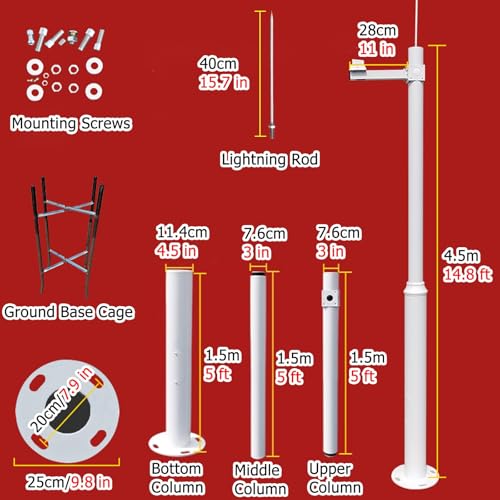 Soporte universal resistente a la intemperie para cámara de seguridad – Poste de vigilancia ajustable de 15 pies con brazo cruzado para un mejor monitoreo al aire libre (3.9-11.8 pulgadas)