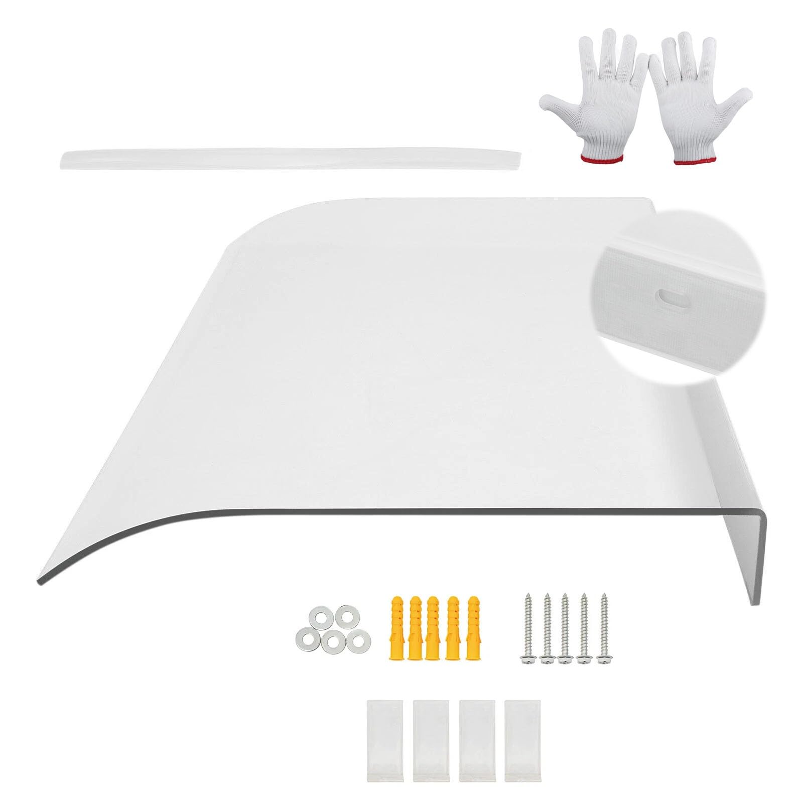 Auvent transparent en polycarbonate pour porte et fenêtre de 110 x 47 po avec protection UV