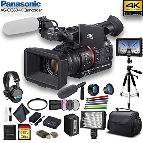 Panasonic AGCX350 4K Camcorder (AGCX350) W/Padded Case, 128 GB Memory