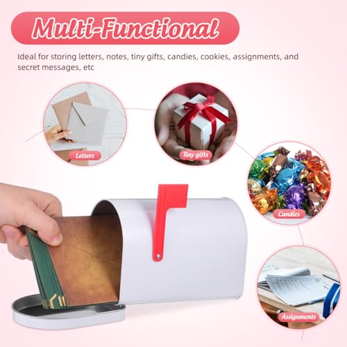 Buzón pequeño de hojalata duradera con diseño clásico para juegos infantiles 3