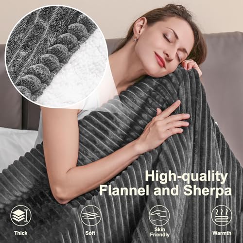 Image of Tefici Heated Electric Blanket Full Size 72 inchx84 inch 6 Levels Over-Heat Protection Fast Heating 1 /3 /6 /9 Hours Auto-Off,Heating Blanket Full Size,Soft Flannel to Sherpa ETL&FCC Certified Grey