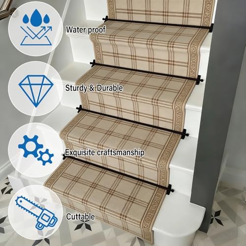 Black Stair Rods for Carpet Runners - 42" (3pcs) Durable Metal Stair Rods Hardware for Securely Holding Carpet on Stairs - Perfect for Home Decor and Renovation