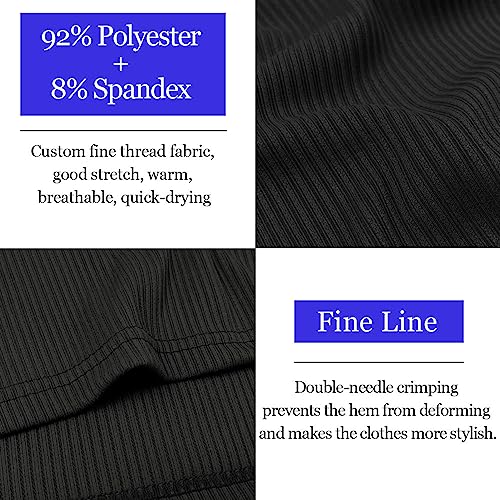 Lehmanlin Men's Muscle Polo Shirts Long&Short Sleeve Casual T- Shirts Slim Fit Stretch Ribbed Golf Tops3