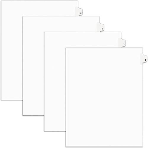 Avery Divisores de carpeta de exhibición legal, pestañas laterales preimpresas No. 2, tamaño de letra sin perforar, 25 pestañas por juego, 4