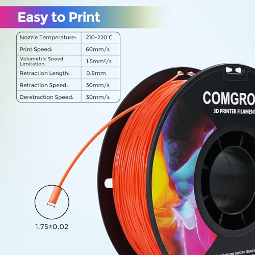 Image of Comgrow TPU Filament 1.75mm, 3D Printing Filament, Flexible 3D Printer Filament, 95A Soft fit Most 3D Printers Dimensional Accuracy + /- 0.02mm TPU Orange1kg (2.2lbs)