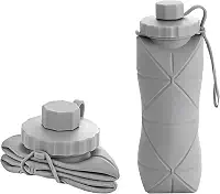 Garrafa De Água Dobrável Retrátil Silicone Portátil Compacta 600ml (CINZA)