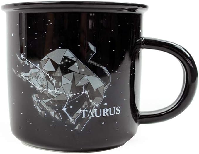 TAURUS Ceramic Mugs - 13.5 oz Coffee & Tea Mug, Astrology Horoscope Cups with Personality Traits Revealed Inside, April & May Birthday Constellation and Zodiac Sign Drinkware