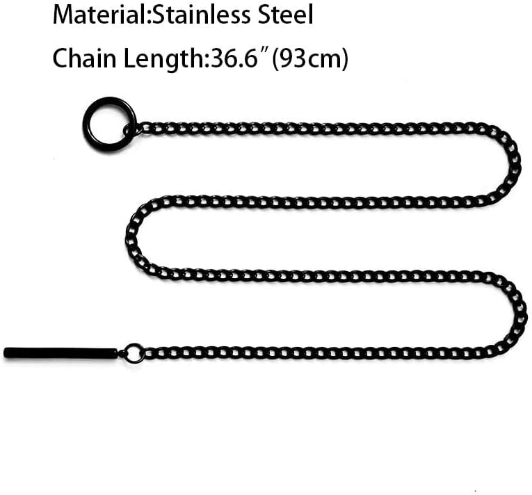 Black Lariat Y Necklaces for Women Goth Stainless Steel Cuban Link Chain Column Pendant Necklace Jewelry Gift - Image 3