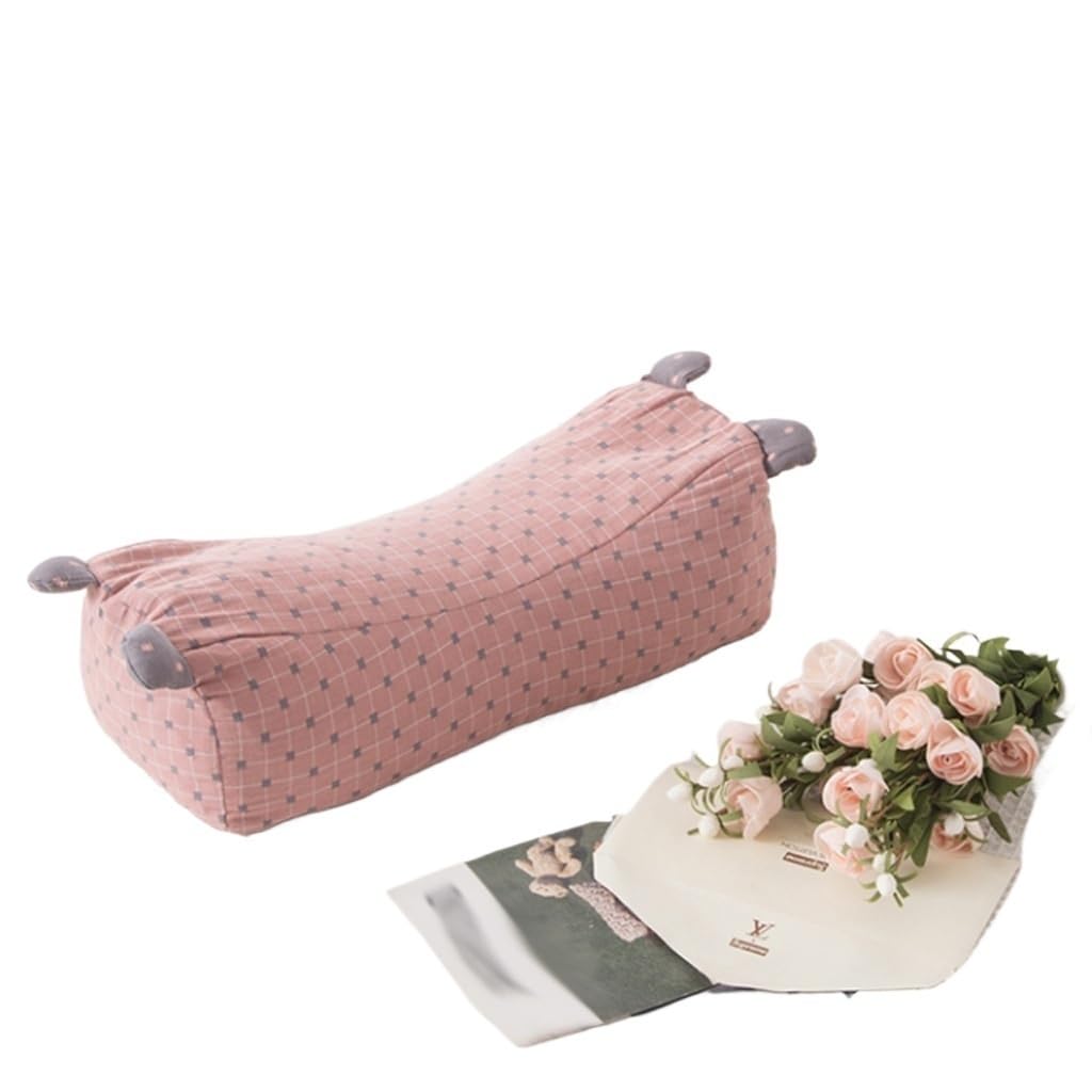 MFJGHU Tiger Shape Buckwheat Hust Filling Neck Pillow Plaid Cotton Pillowcase For Cervical Support Sleeping Washable(D)