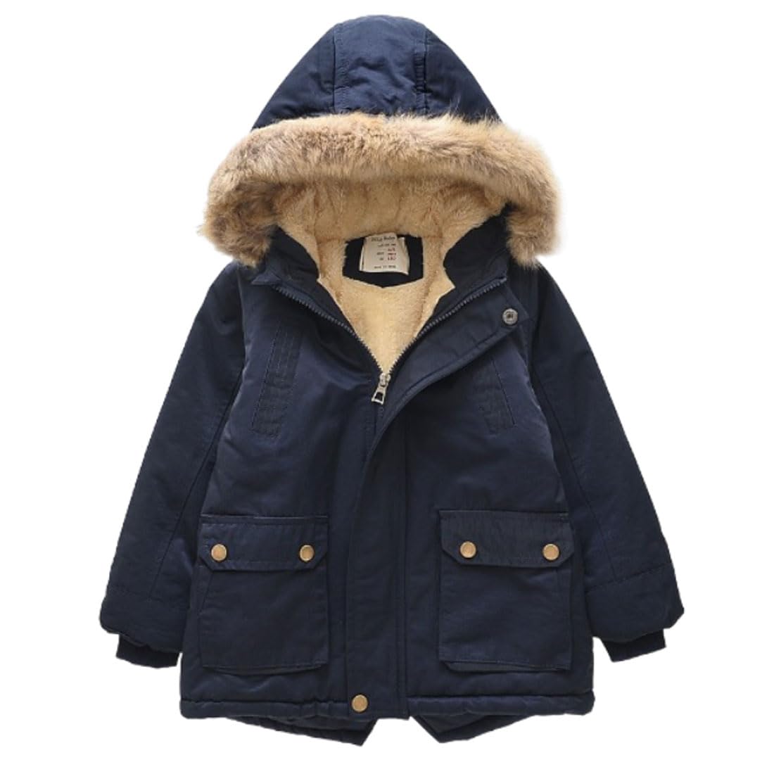 Chaqueta acolchada con forro polar para niños, abrigo grueso de invierno con capucha impermeable para invierno