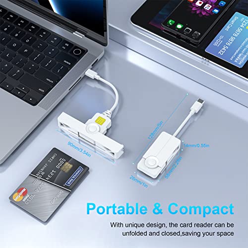 Image of Type C CAC Reader, DOD Military USB C Common Access CAC Card Reader, USB C Smart Card Reader PIV CAC Reader Credit Card Reader Compatible with Windows, Mac OS(Mini Fold and Portable Type C)
