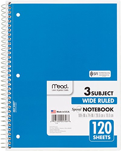 Cahier à spirales 3 sujets à lignes larges avec couverture protectrice rigide - 3