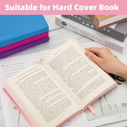 KICNIC Pink Fabric Book Cover for Hardcover, 1 Pack, 6x9 Inch, Up to 8.5”x9.5”, Adjustable School Book Sleeve Protector for Teens, Stretchable Decorative Cloth Book Sox for Book Lovers