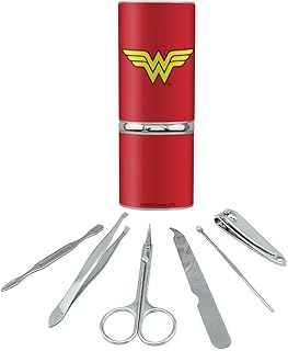 Wonder Woman Classic Logo Stainless Steel Manicure Pedicure Grooming Beauty Care Travel Kit