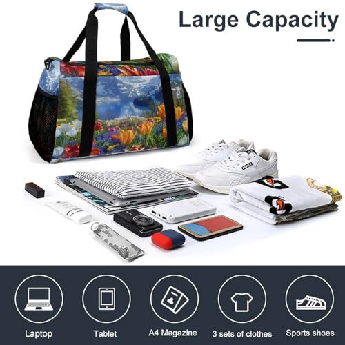 Tulips Floral Gym Bag Travel Duffle Bags Shoulder Carry On Weekender Bag Hangbag for Women Men4