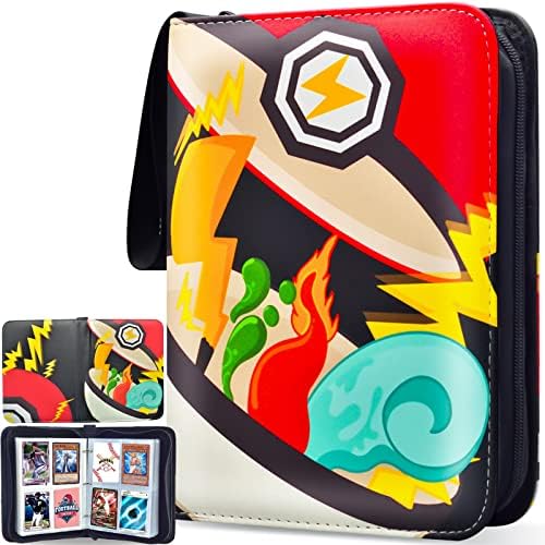 Card Binder for Cards, CHELSOND 4-Pocket Portable Card Collector Album Holder Book Fits 400 Cards with 50 Removable Sleeves, Trading Card Binder Display Storage Carrying Case for TCG (4 Tails)