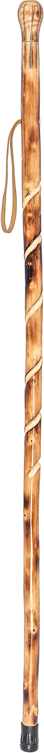 Big Ball Head Wooden Walking Stick with a Compass (Nature Color, 48 Inches, One Piece)