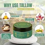 Beef Tallow Whipped Cream Moisturiser – Ylang Ylang Fragrant Oil, Jojoba Oil, Vitamin E, A, D, K | Face, Body, Cracked Heels | 100% Organic Grass Fed Tallow | Made in UK by (CJ TALLOW) Net Wt 60ml - Image 4