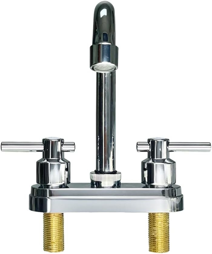 CHOUPIJIANG RV Bathroom Faucet,Bathroom Sink Faucet Replacement with Two Handle-4" Main Body, 360°Rotating Spout Bathroom Sink Faucet for RV Home Campers Motorhomes Travel Trailers,Chrome