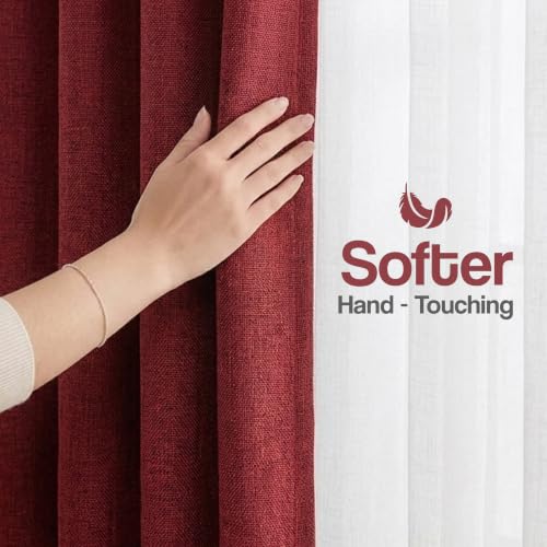 Image of FRESH FROM LOOM Jute Non-Ring Curtains | S-Wave Pleat |Premium 9 ft Door Non-Ring Curtains | S-Wave Pleat | Parda | Light Block Parde | (Size - 9ft, Red, 1pc)