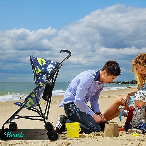 Amoroso Single Umbrella Stroller For Toddler, Travel Stroller For Babies - Sunlight And Light Rain Protection - Baby Stroller With Four Eva Wheels - Travel-Ready Stroller - Round Canopy Navy Blue #TOP6