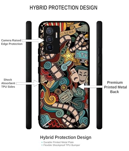 Image of Movies Design Premium 2D Printed Metal Back Case Cover for Vivo V23E 5G / Y75 4G, Multicolor