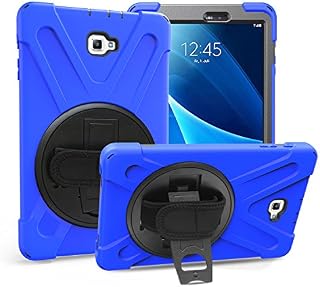 Gerutek Samsung Galaxy Tab A 10.1 2016 Case SM-T580/T585 Heavy Duty Rugged Full Body Shockproof with 360 Degree Kickstand and Hand/Shoulder Strap Drop Protection Cover for Galaxy Tab A6 10.1 Blue