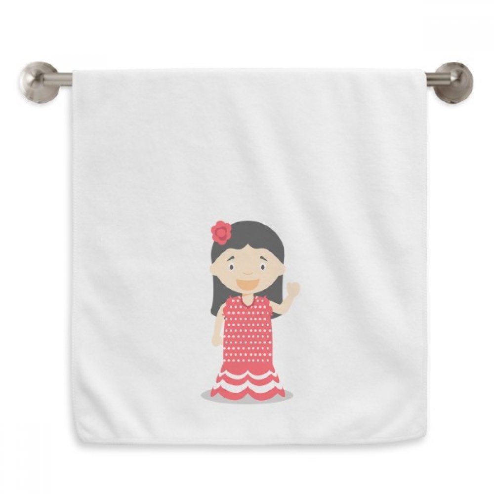 Serviettes Fleur Robe Rouge Espagne essuie-mains blanc cartoon en format 13 x 29 inch