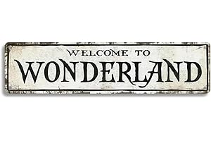 Cheshire Cat Decor: Welcome to Wonderland Sign for Spooky Room Decor