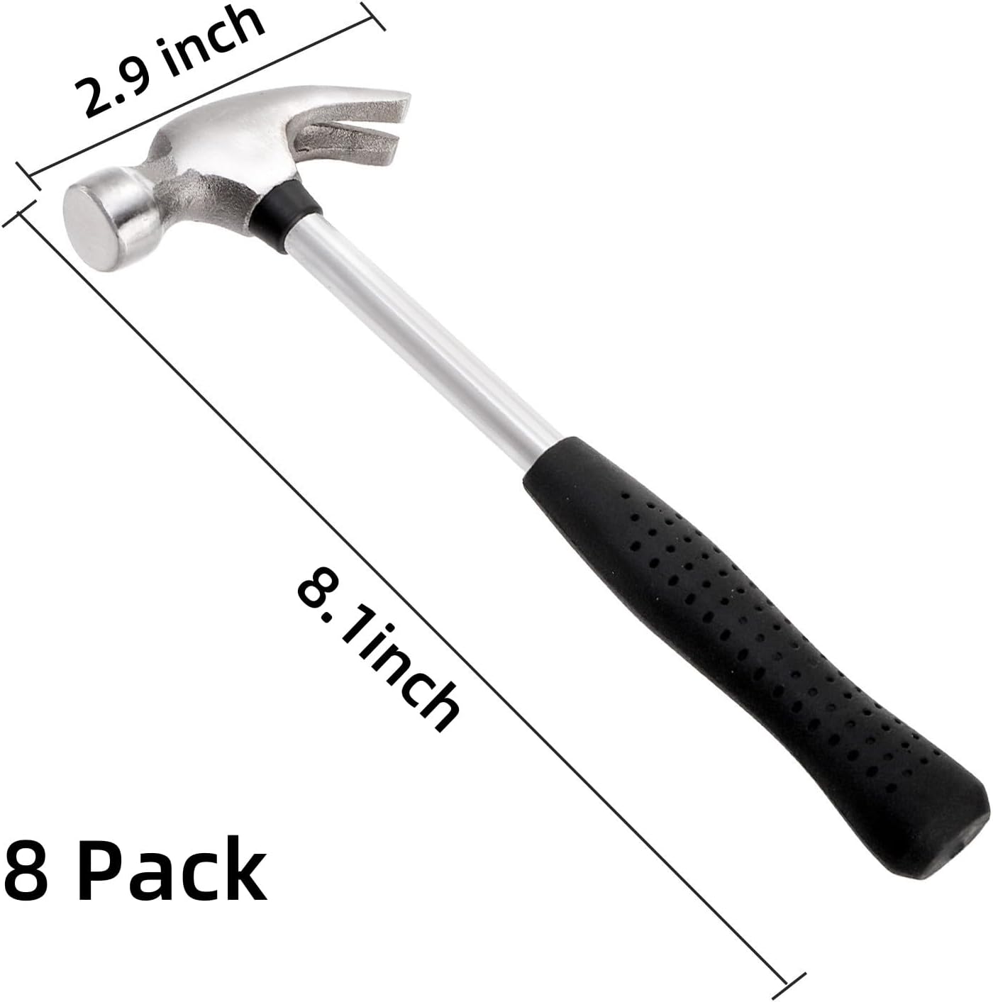 8 Pack 8 Oz Small Claw Hammer Set, Mini Hammer with Non-Slip Rubber Handle and Forged Hardened Steel Head, Small Hammer for Women, Picture Hanging, DIY