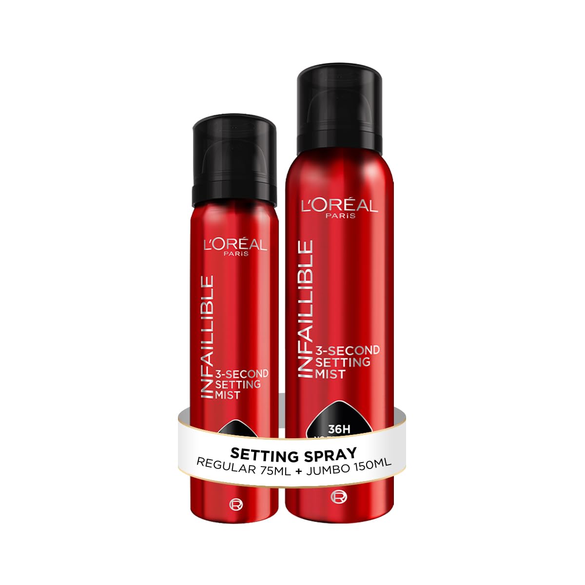 L'Oréal Paris, Infallible 3-Second Setting Spray Mis fijador de maquillaje 75ml + L'Oréal Paris Infallible 3-Second Setting Spray Mist fijador de maqullaje Jumb 150ml