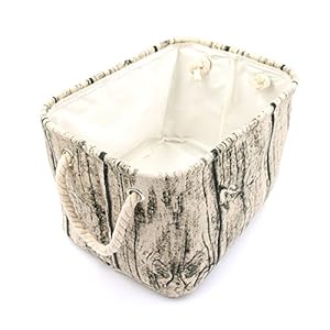 Stylish Tree Stump Design Rectangular Storage Baskets Durable Fabric Washable Storage Bins Organizers with Rope Handles, Decorative and Convenient for Kids Rooms - Set of 3 brown Stylish Tree Stump Design Rectangular Storage Baskets Durable Fabric Washable Storage Bins Organizers with Rope Handles Decorative and Convenient for Kids Rooms Set of 3 brown