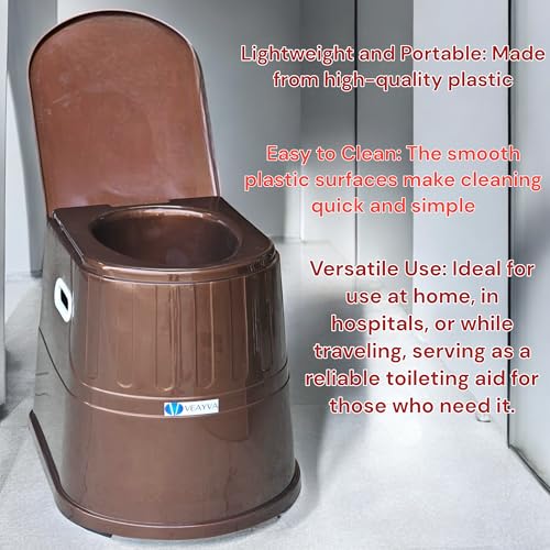 Image of Veayva Heavy Duty Portable Indian Toilet to Western Convertor | Toilet Stool | Toilet Commode for Patients | Indian Commode Stool | Portable Toilet Seat for Adult, Handicap People, BROWN METTALIC