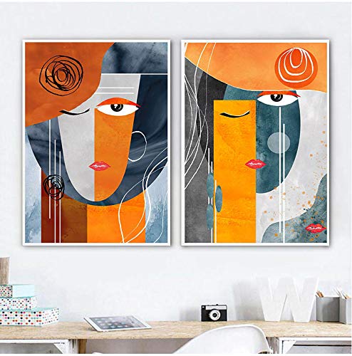 Peinture sur toile visages abstraits pour habiller un grand mur vide de salon