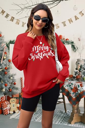 Merry Christmas String Lights Oversized Sweatshirt for Women - Image 2