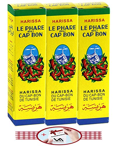 Le Phare du Cap Bon Harissa - Salsa de sabor del norte de África (Túnez), paquete de 3 tubos grandes de 140 g y 1 regalo pequeño exclusivo de Vestemefashion Team