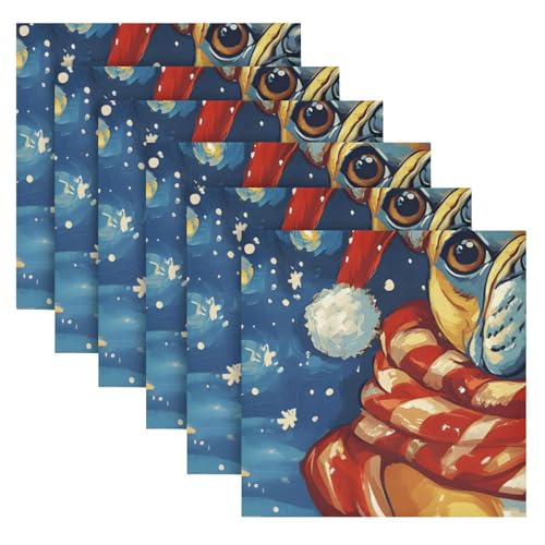 Servilletas de tela navideñas multicolor set de 6 miniatura 2