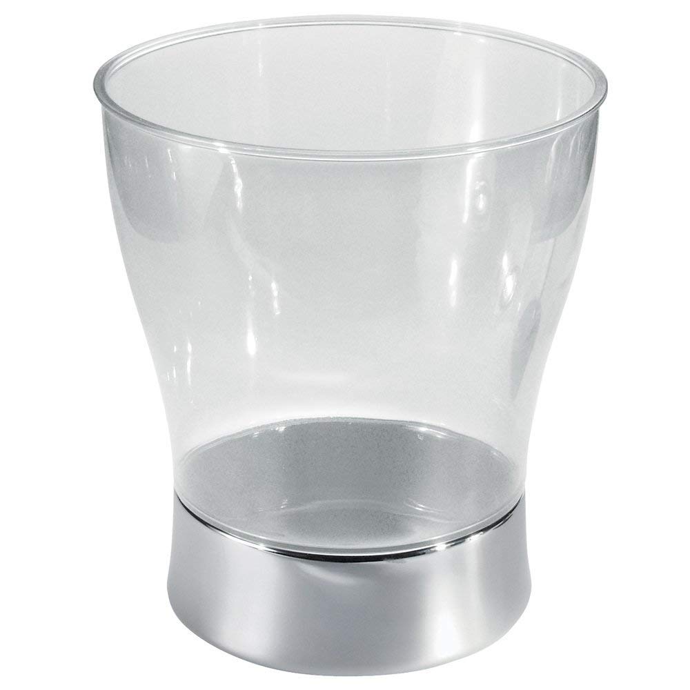 InterDesign Zia Wastebasket Trash Can, Clear/Chrome