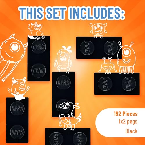 Image of Strictly Briks Classic Briks Building Starter Kit - 100% Compatible with All Major Brick Brands - 1x2, Black, 192 Pieces