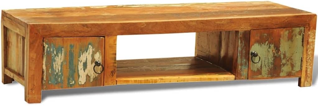 Reclaimed Wood TV Cabinet with 2 Doors,Rustic TV Stand,Media Cabinet,Farmhouse Entertainment Center, TV Desk Storage Rack,Pure Handmade,Fits Living Room,Bedroom, Vintage Antique-Style