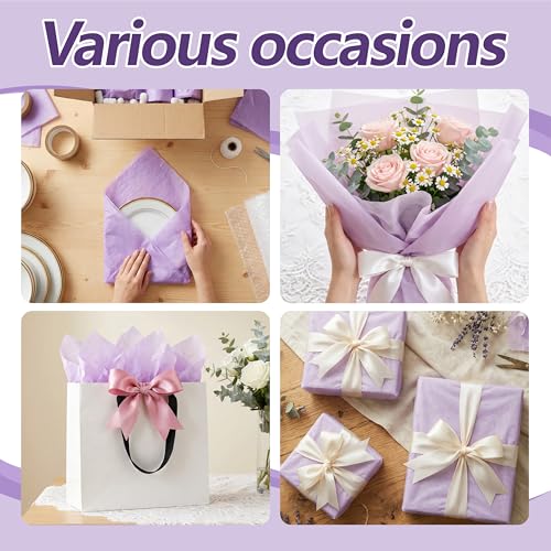 Image of Bobobag 100 Sheets Lavender Purple Tissue Paper 20 inchX14 inch Tissue Paper for Gift Bags, Gift Wrapping Tissue, Christmas Tissue Paper Anniversary Holiday Decoration Arts Craft