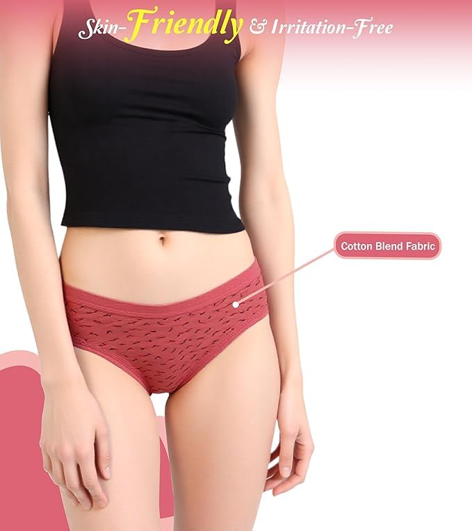 51arm+KGx7L LOURYN KOULYN® Women Cotton Panty Pack of 6 | Ladies Innerwear Full Coverage Brief | Soft Breathable Printed Underwear