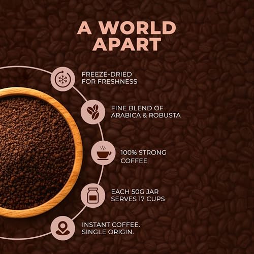 Image of Coorg Valley Premium Classic Instant Coffee 50g | 100% Pure Coffee | Freeze Dried | Bold & Strong Flavor