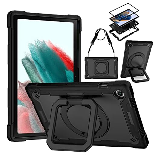 Capa Híbrida para Samsung Galaxy Tab A9 Plus 11 Polegadas 2023 com Suporte Giratório 360° e alça de ombro, Capa Resistente para os Tablets Tab A9 Plus 11" -Preto