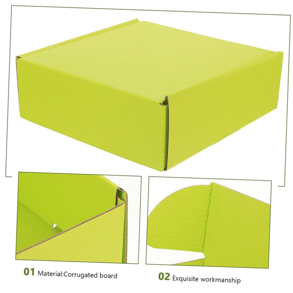 Angoily Papierschachtel Dünn aber Hart aus Wellpappe 10 Stück Grüne Stabile Versandkartons ohne Kleber oder Klebeband Zusammenbaubar zum Mailing und Aufbewahrung