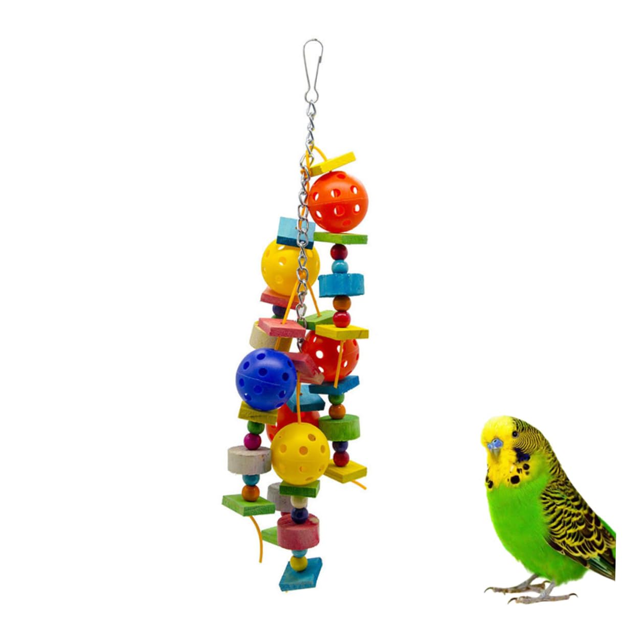 FRCOLOR 3piezas Juguete Colgante para Pájaros Juguete Educativo De Madera y Plástico Bloques y Esferas Huecas para Periquitos y para Entretenimiento y Ejercicio