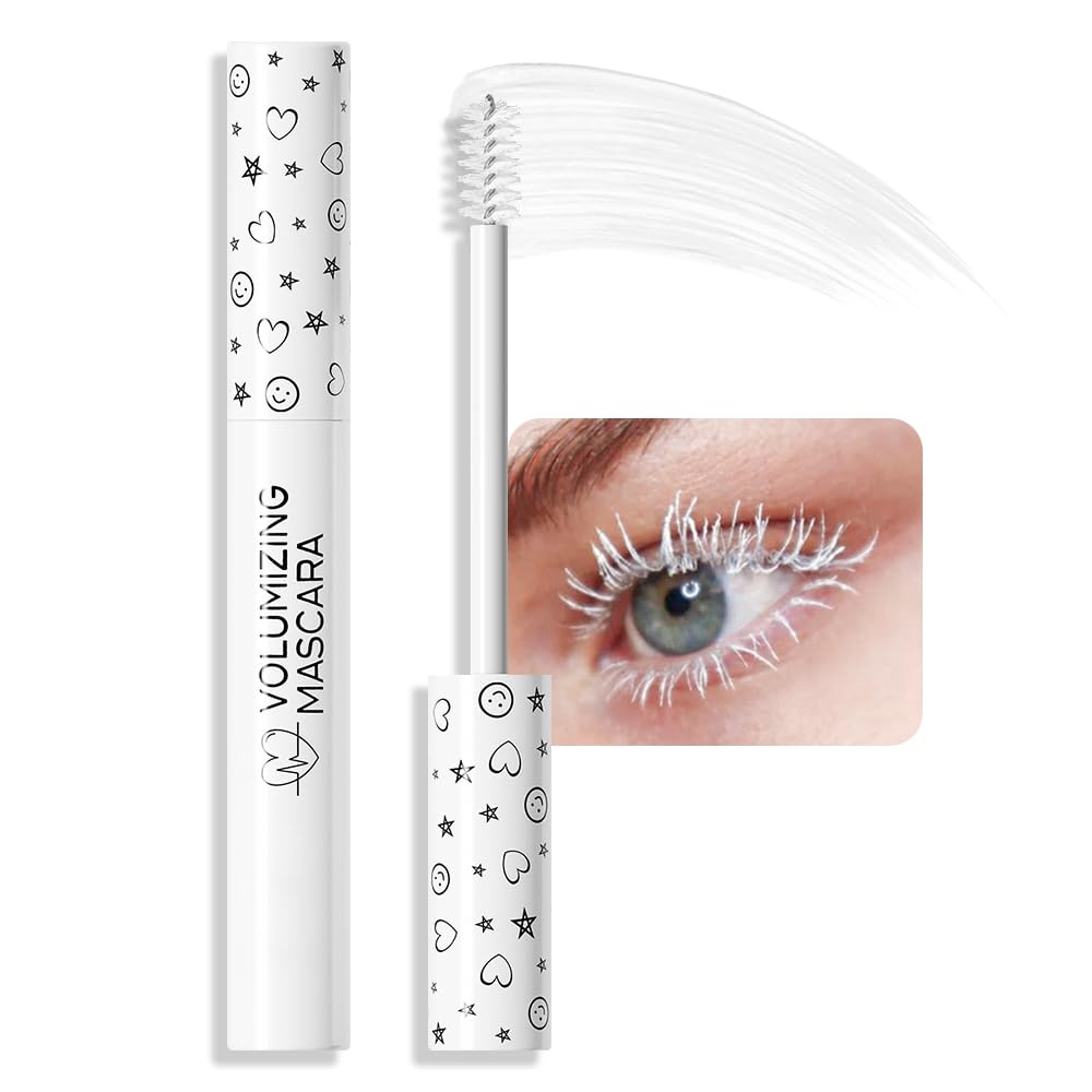 Waterproof White Eye lash Mawhitescara Long lasting Charming Voluminous Cruelty Free Vegan Eye Makeup (White)