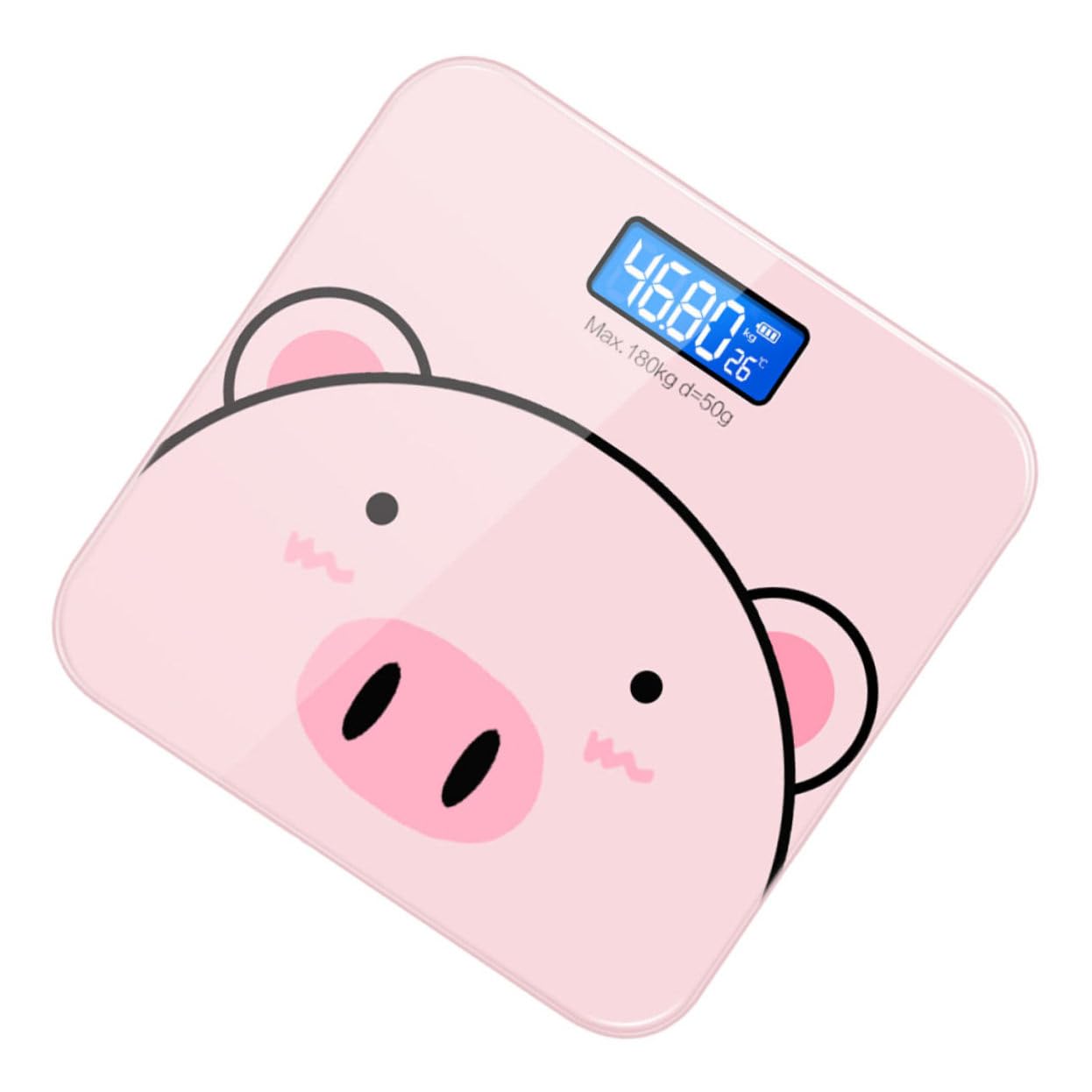 UKCOCO Báscula Diseño de Dibujos Animados de Peso Corporal Electrónica Hogar Pantalla LCD Hd Nocturna Precisión de 2 Decimales Adecuado para Control de Salud