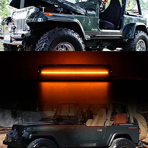Nslumo Wrangler Yj Led Side Marker Lights Replacement For 1987-1995 J-Eep Yj Wrangler, Smoked Lens Amber Led Fender Side Turn Signal Reflector Light Kit Pair Driver Passenger Lamp Assembly 56001424 #TOP3